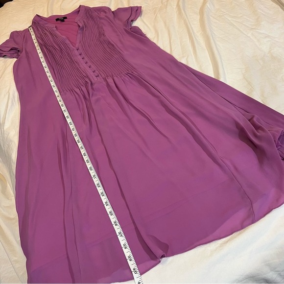 MSK Pintuck Chiffon Flutter Sleeve Midi Dress Purple Pink sz 16 - Picture 9 of 15